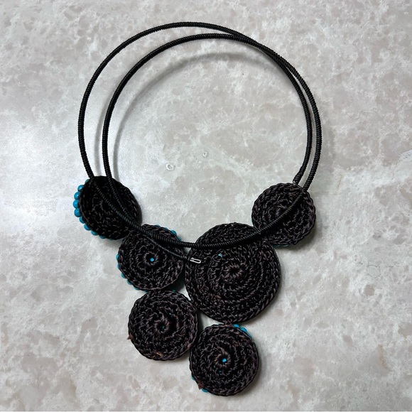 Bold Faux Turquoise Beaded Statement Necklace – Boho Chic Style - Picture 2 of 2